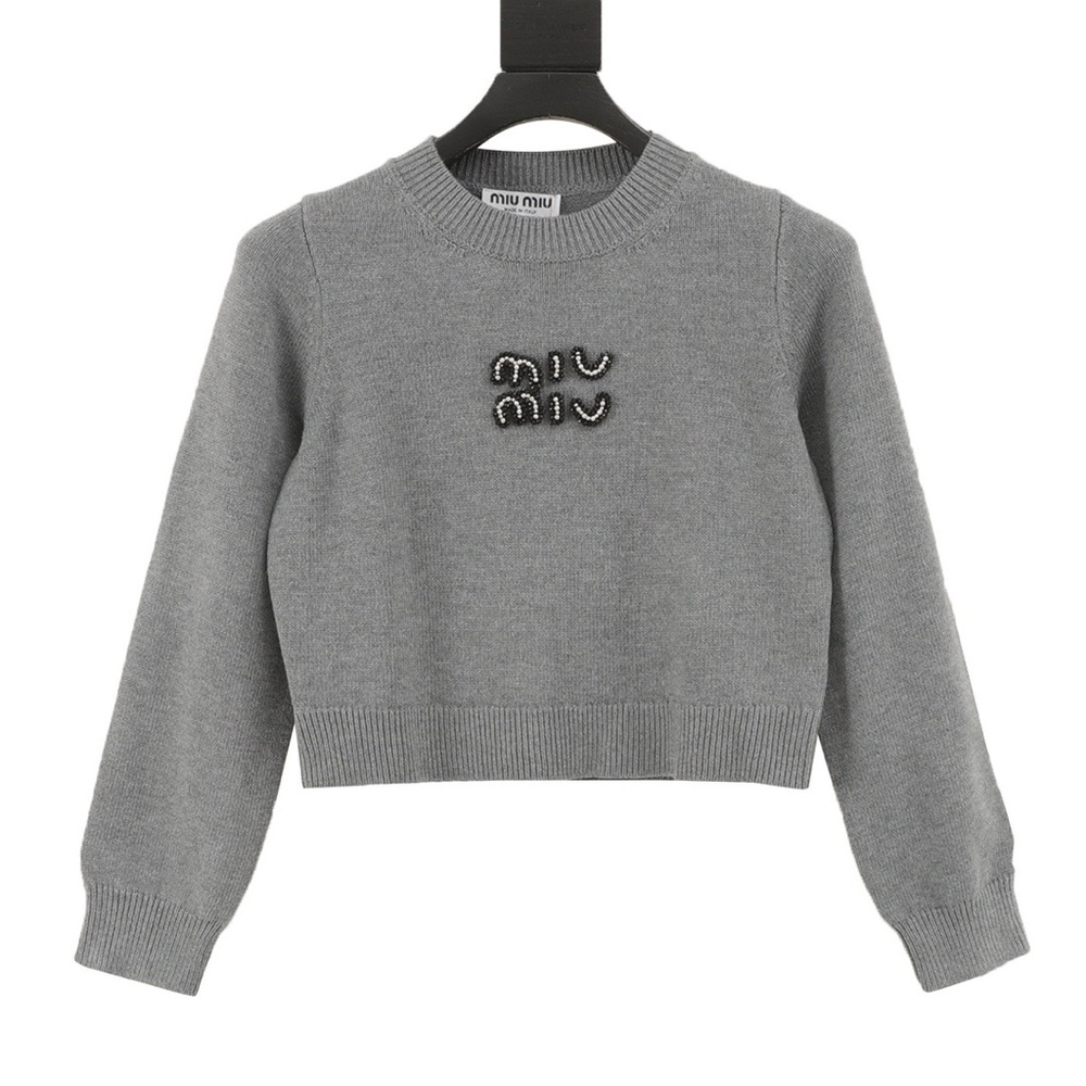 Miu Miu Gray Cropped Sweater